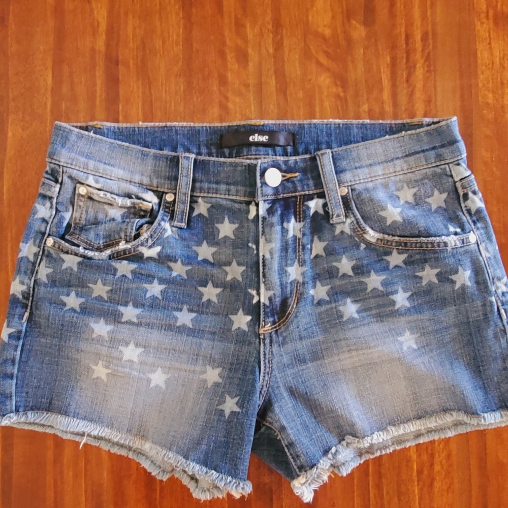 Else Patriotic Star Raw Hem Cut Off Shorts Sz 27